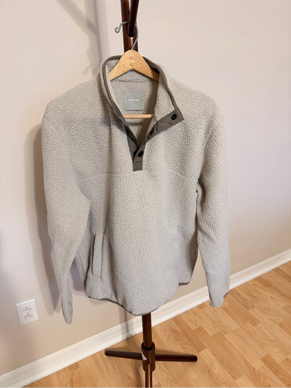 Everlane Men's Sherpa Pullover Jacket - Light Cream